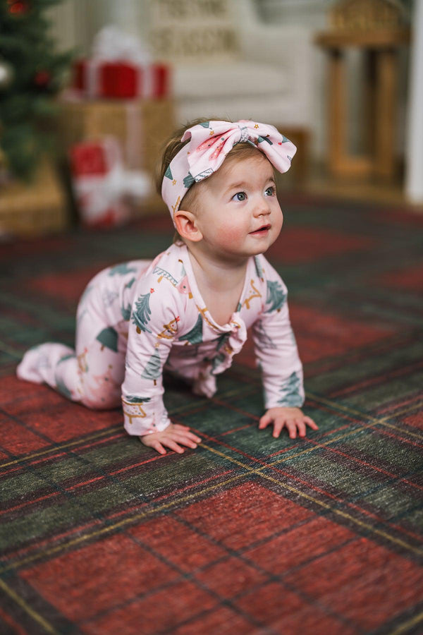 Mom & Me - Bamboo Pastel Pink Christmas Tree Pajamas | Sparkle in Pink