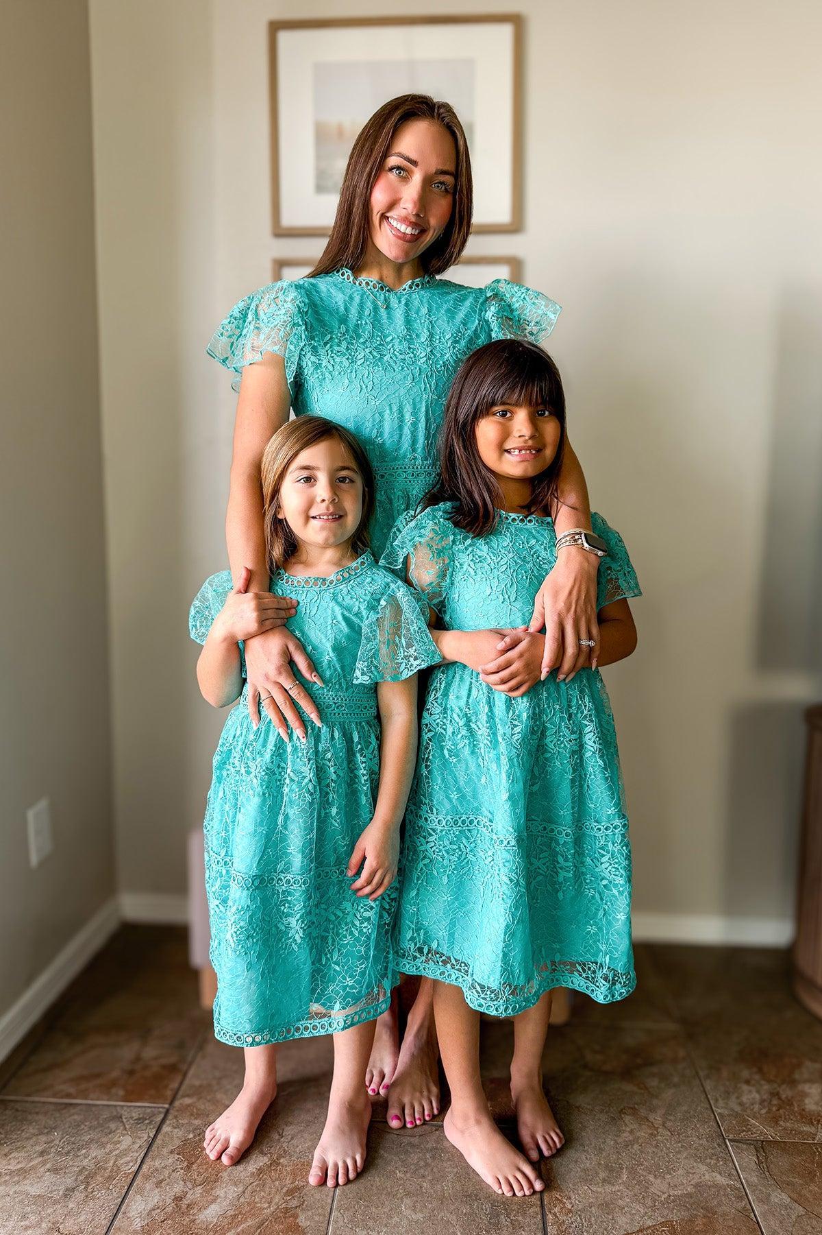 Mom & Me - Lace Dress Turquoise / CHILD-Large-5T Mom & Me - Lace Dress Turquoise / CHILD-Large-5T