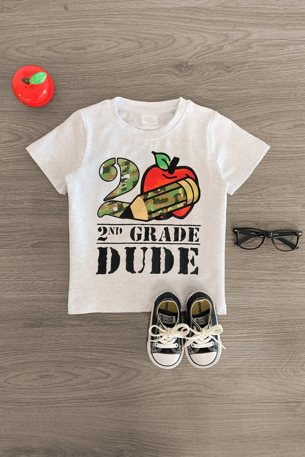 "Pre-K - 3rd Grade Dude" Gray Camo Top - Sparkle in Pink