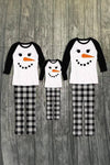 B&W Plaid Snowman Family Christmas Pajamas - AND PET BANDANA!