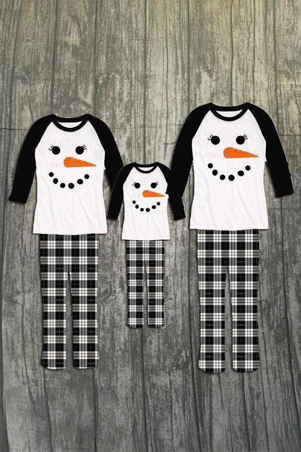 B&W Plaid Snowman Family Christmas Pajamas - AND PET BANDANA!