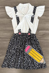 Composition Notebook Suspender Skirt Set | Sparkle in Pink