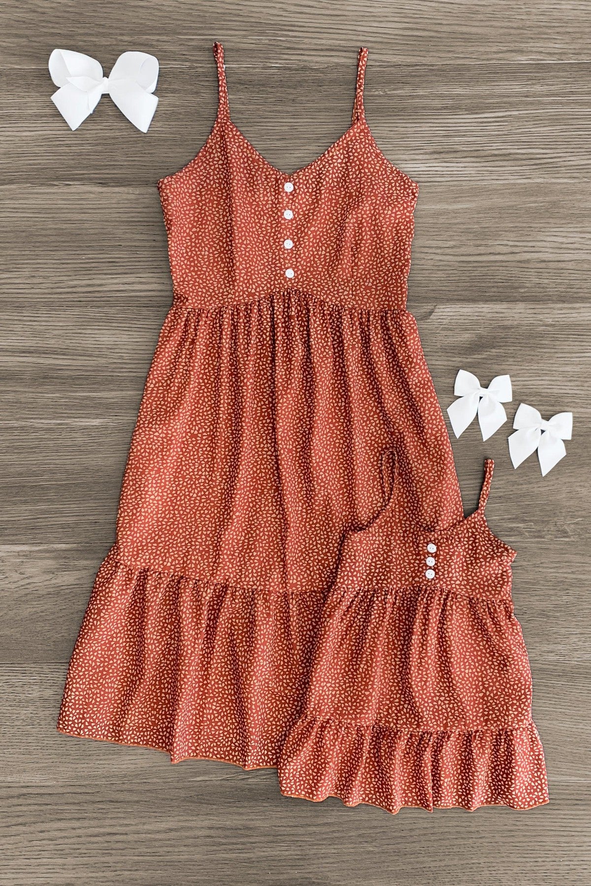 gilr mom brown dress Chocolate Brown Sleeve and Neck Gathered Dress Cotton Girls Dress