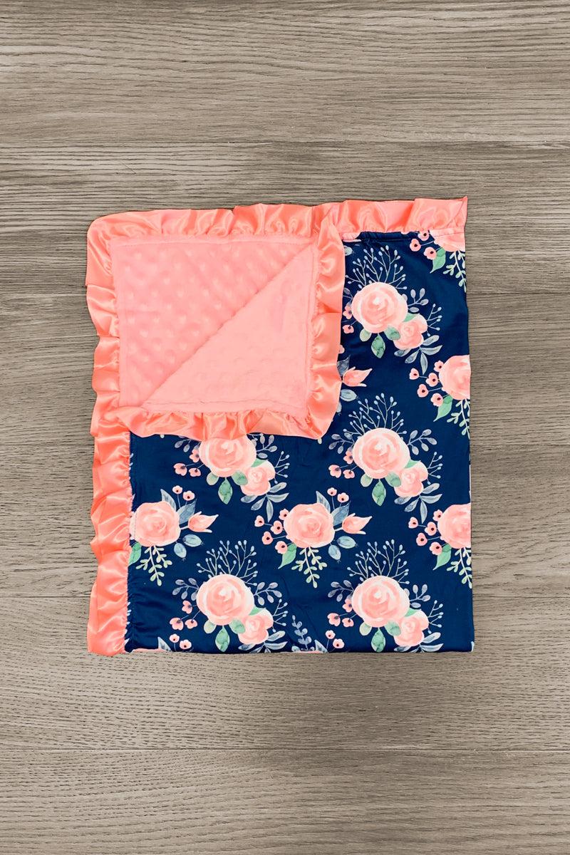 Rose Floral Minky Blanket - Sparkle in Pink