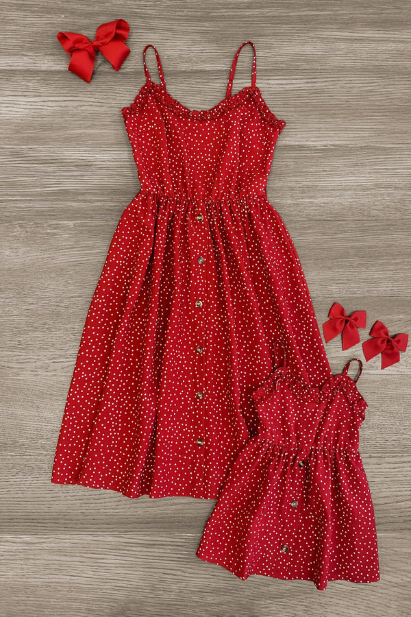 Mom & Me - Red Polka Dot Dress - Sparkle in Pink