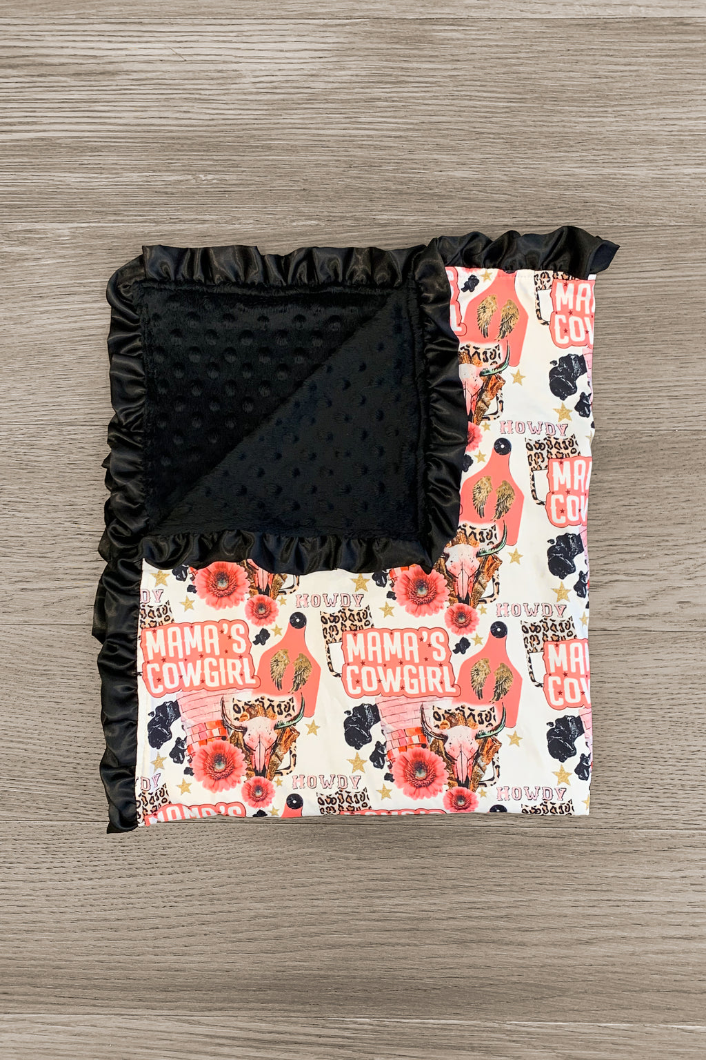"Mama's Cowgirl" Minky Blanket - Sparkle in Pink