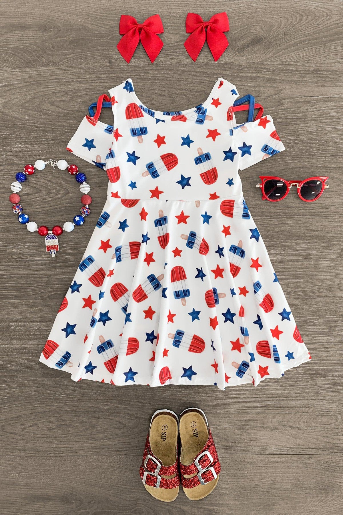 Red White & Blue Popsicle Dress - Sparkle in Pink