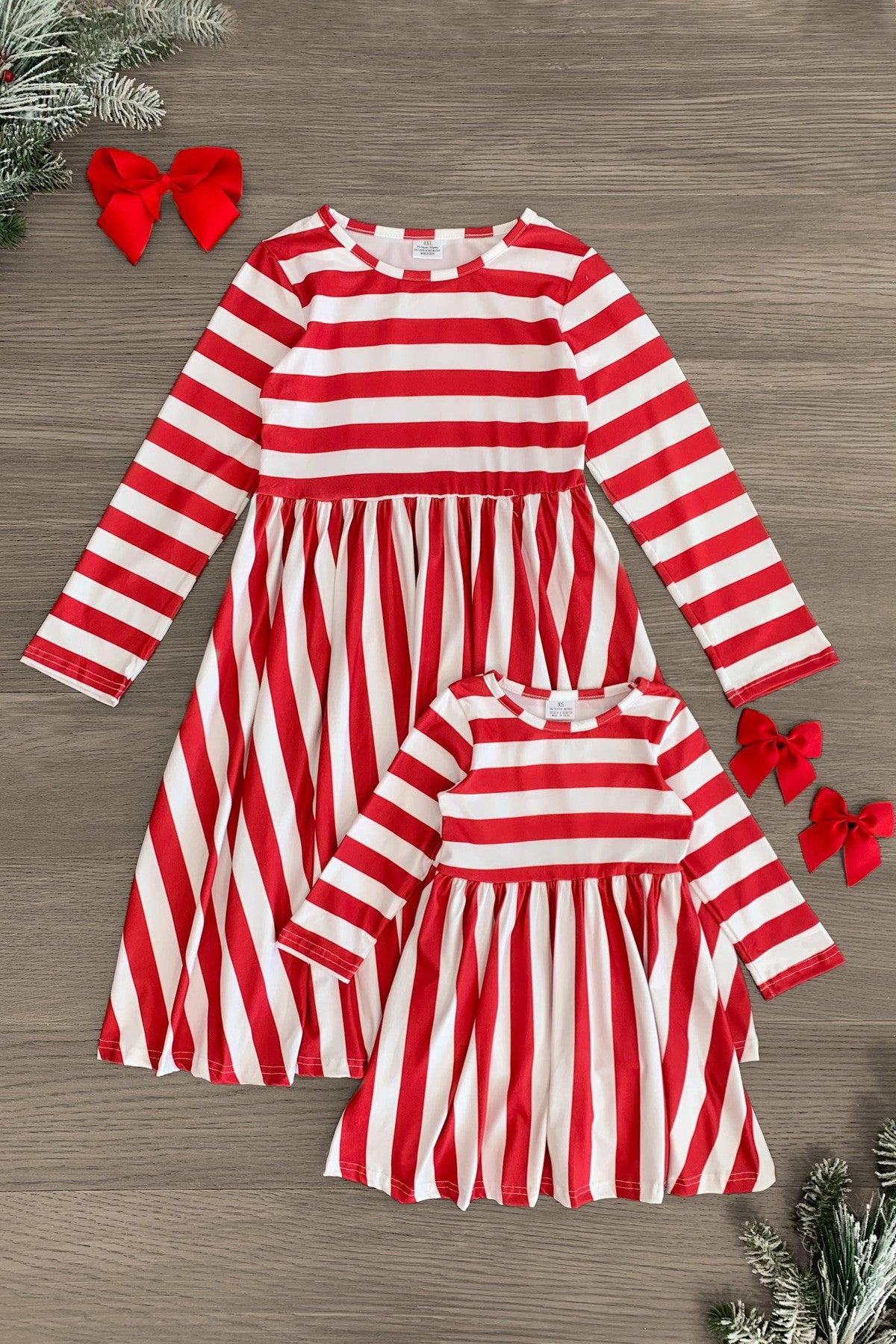Red and White Striped Dress Outfit - Doused in Pink