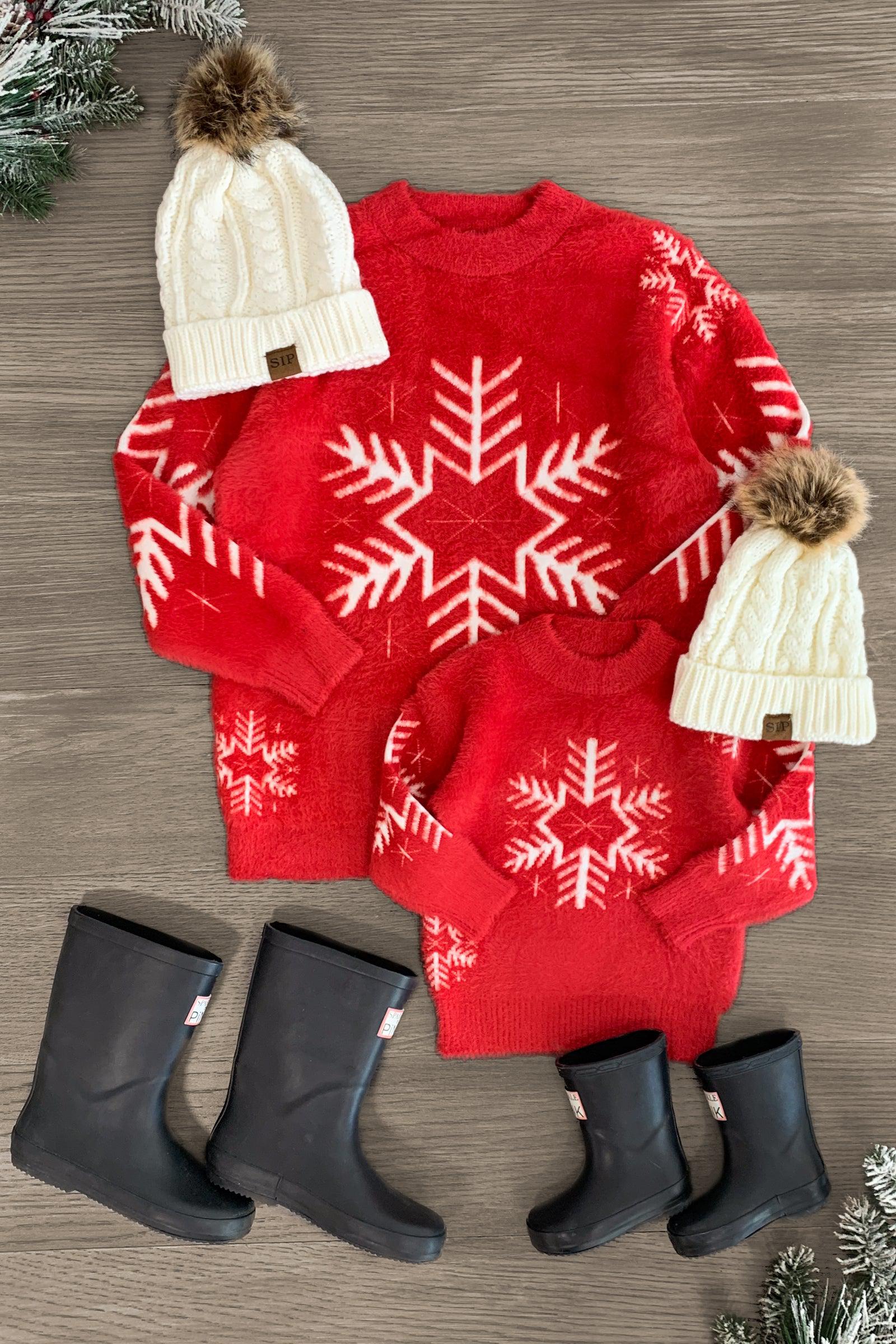 Red and store white snowflake sweater