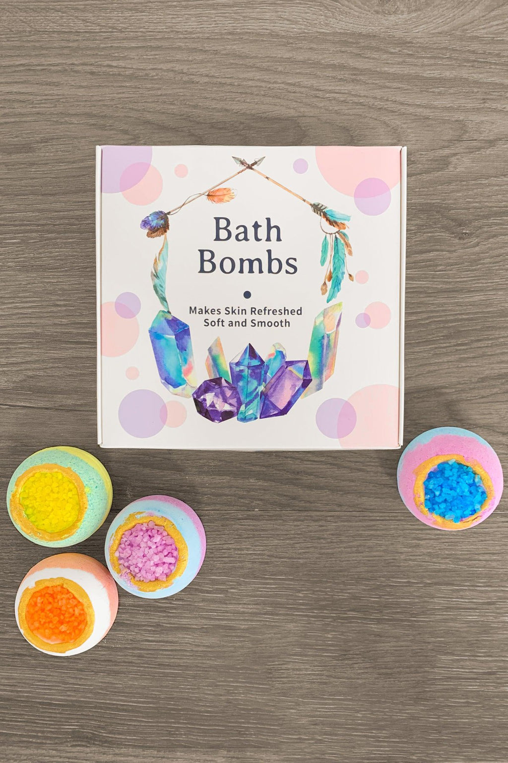 Crystal Bath Bomb - Set of 4 - Sparkle in Pink