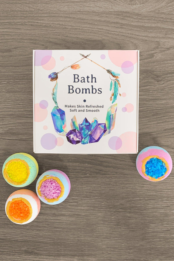 Crystal Bath Bomb - Set of 4 - Sparkle in Pink