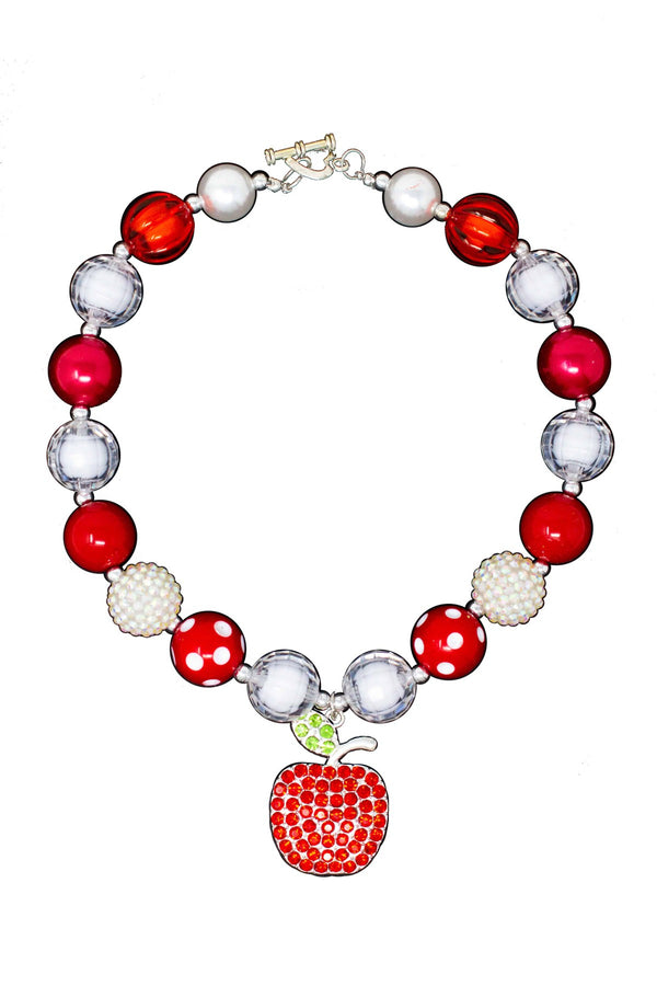 Apple Bubblegum Necklace - Sparkle in Pink