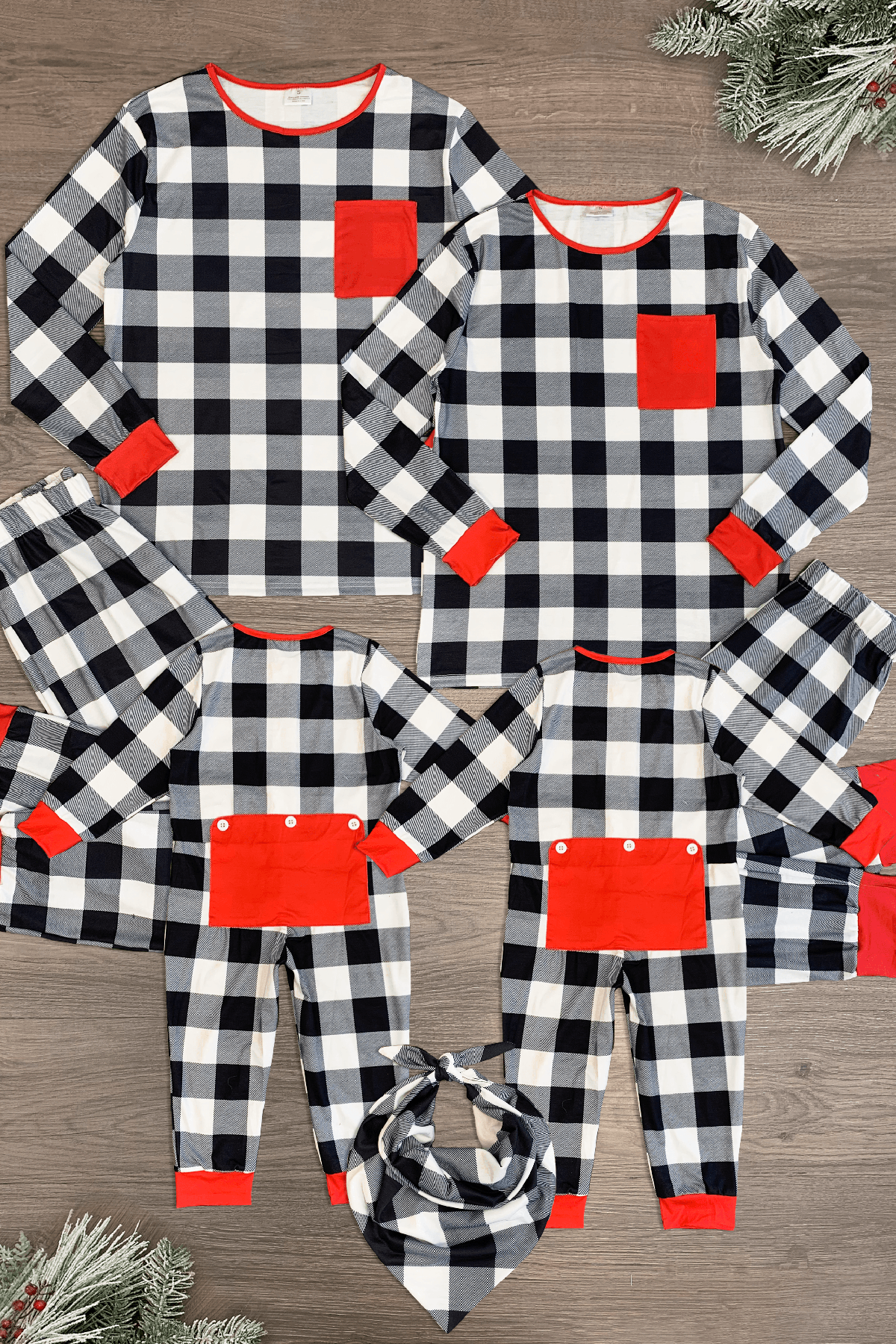 Black and white buffalo plaid pajamas sale