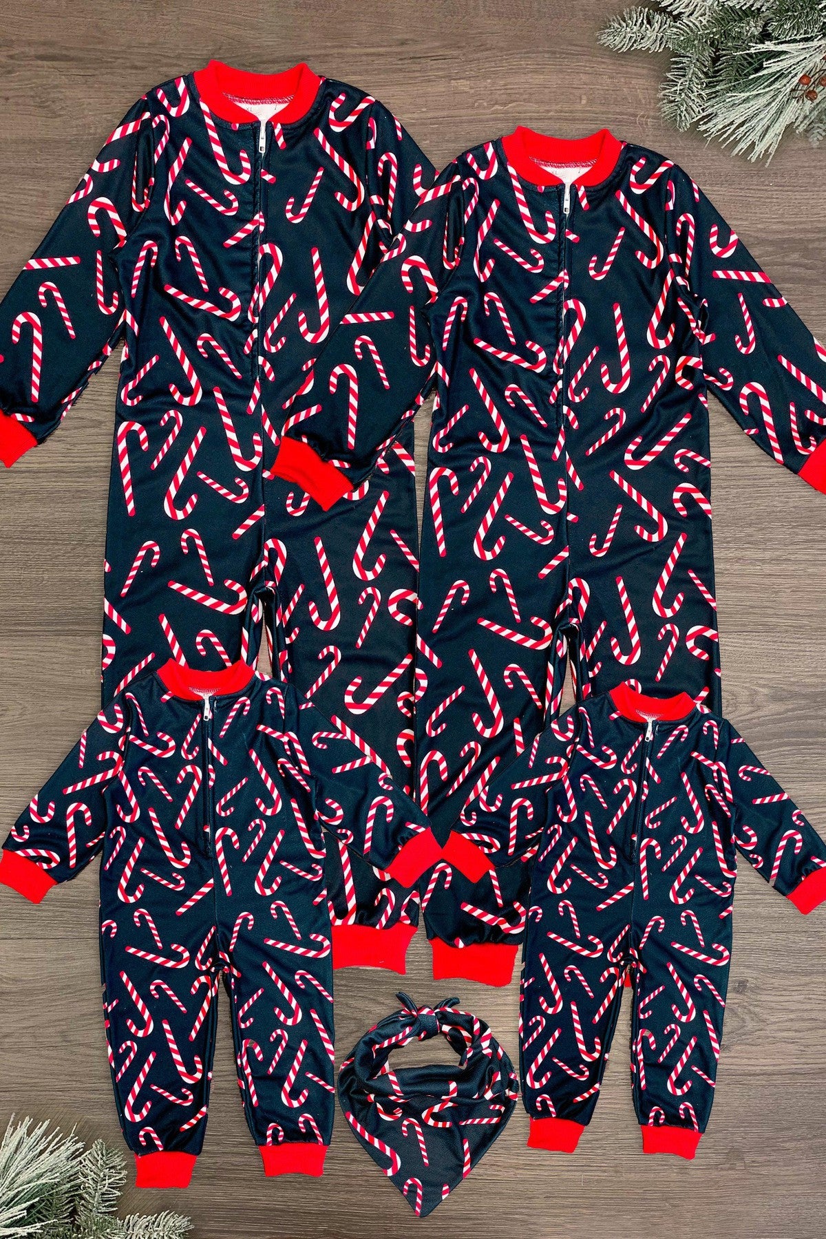 Candy Cane Onesie Family Pajamas AND PET BANDANA! Sparkle In Pink