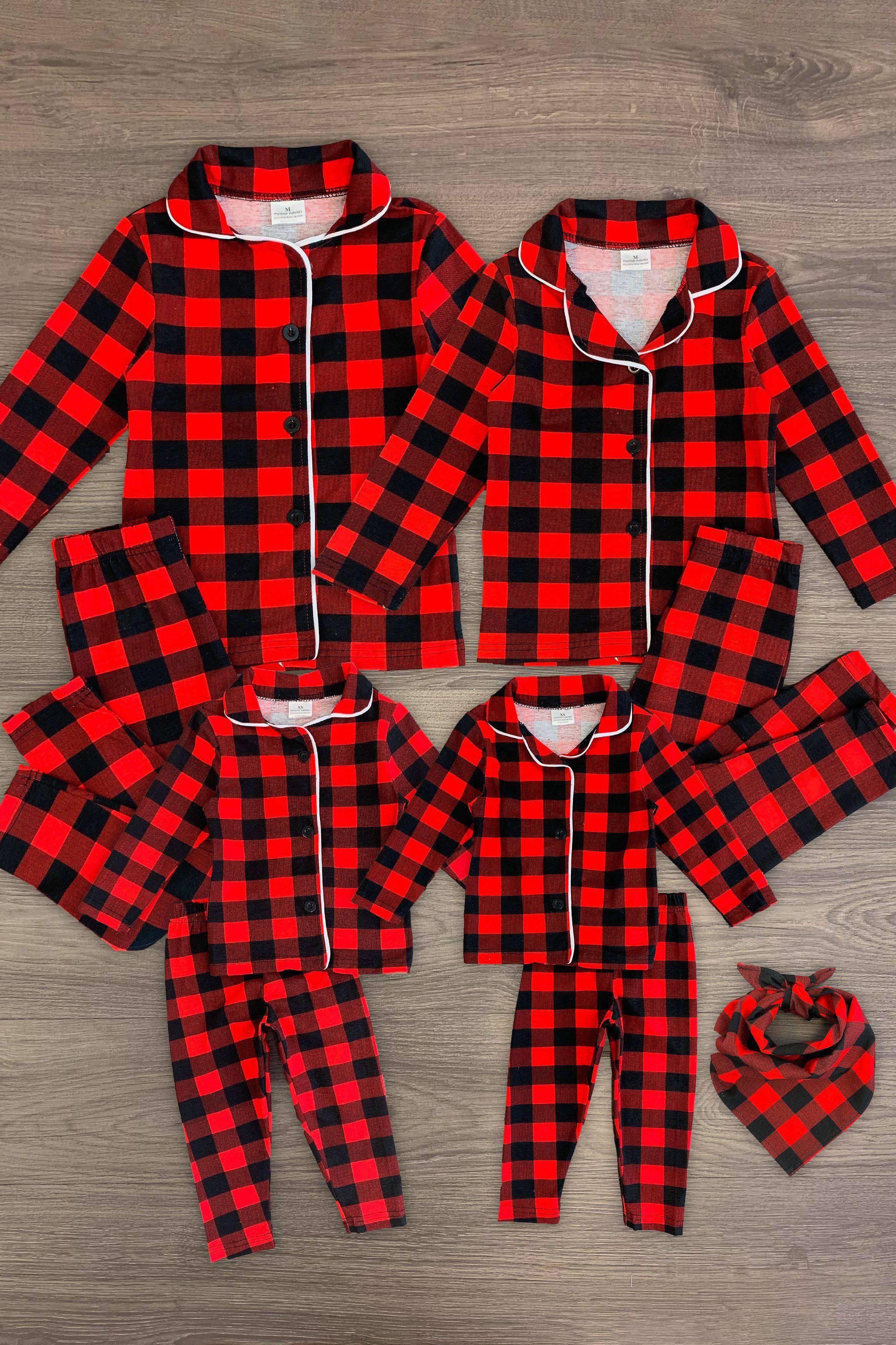 Family & Pet Buffalo Plaid Pajama Set - Red