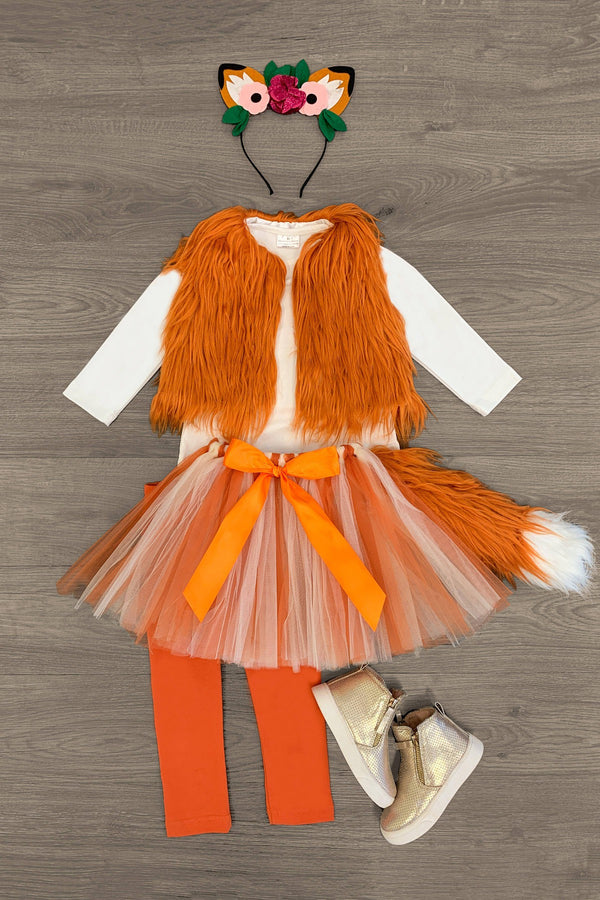 Fuzzy Fox Costume - 4 Piece Set - Sparkle in Pink