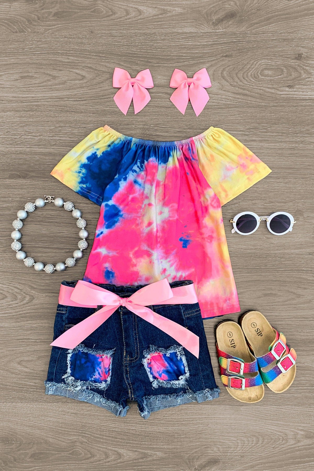 Tie Dye Crop Top and Short Set - Pink