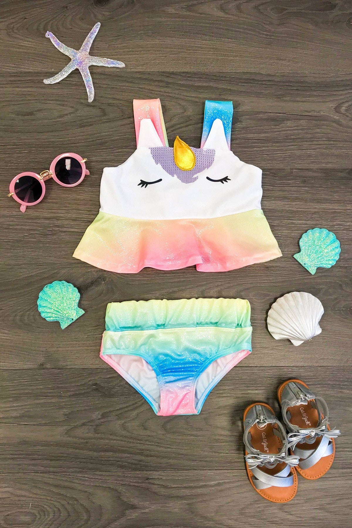 Pastel Rainbow Swimsuit - 2 Piece Bathing Suit 14