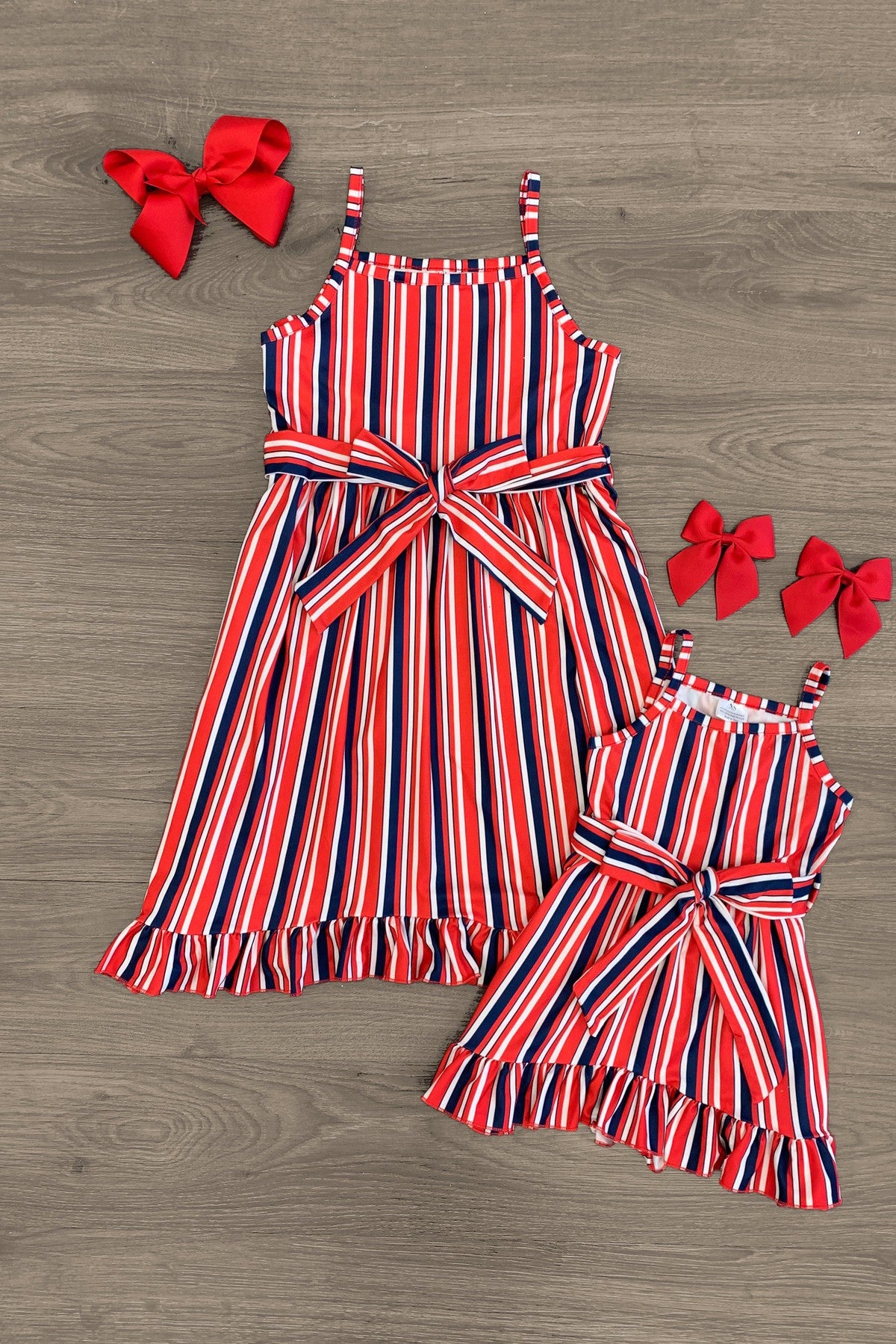 Mom & Me - Red White & Blue Striped Dress - Sparkle in Pink