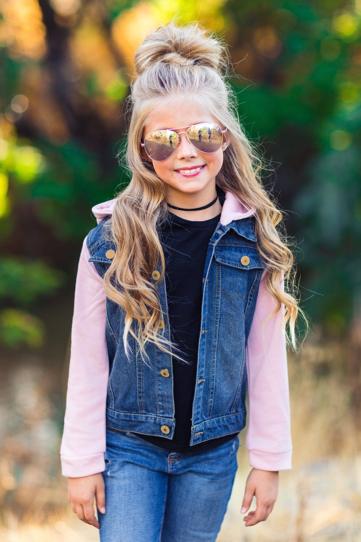 Hoodie Girls Denim Jacket Baby Toddler Dino Varsity Denim Hoodie