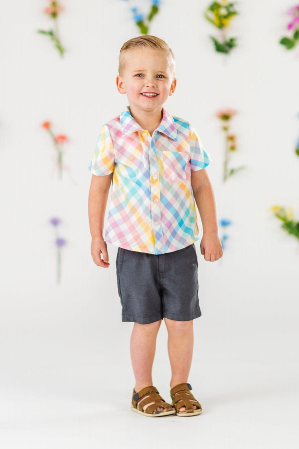 Pastel Plaid Button Down | Sparkle in Pink