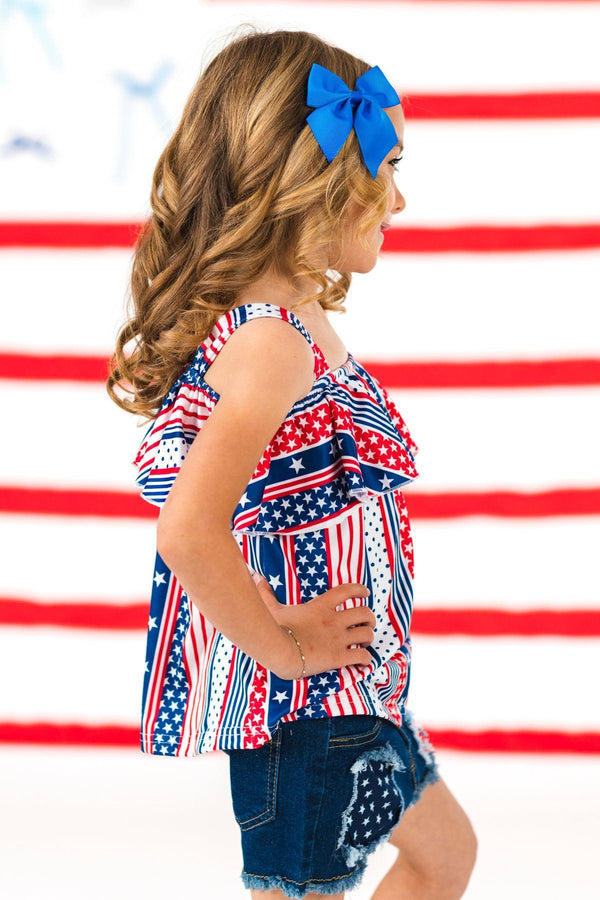 Stars & Stripes Denim Short Set | Sparkle in Pink