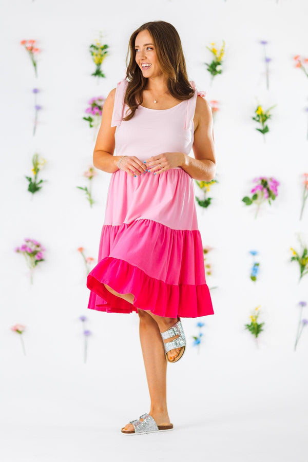 Mom & Me - Pink Tiered Tank Dress | Sparkle in Pink