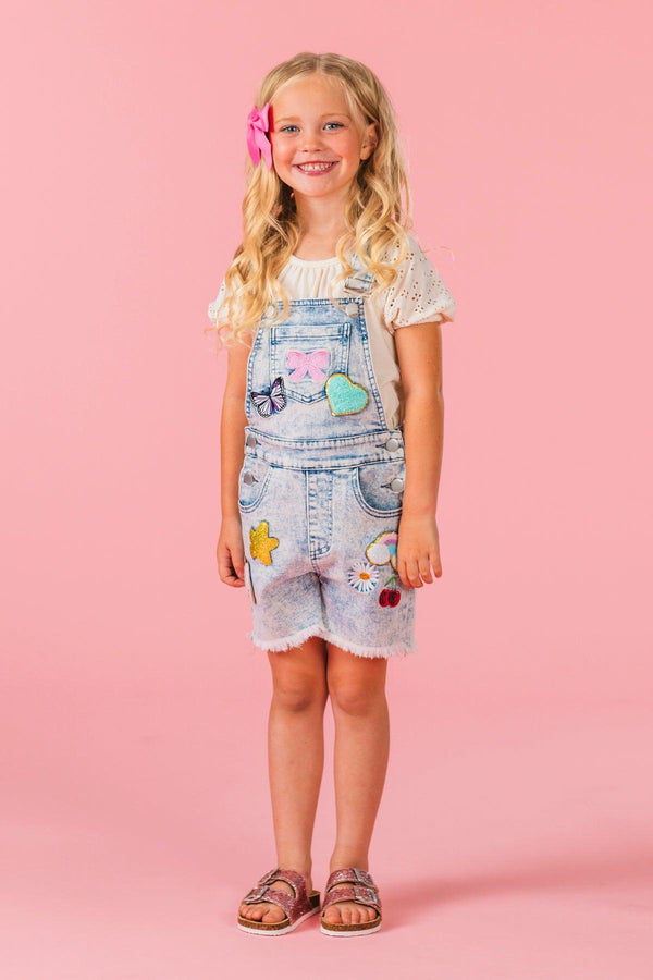 Summer Patches Denim Overalls | Sparkle in Pink