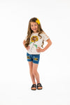 "You Are My Sunshine" Crochet Denim Short Set - Sparkle in Pink