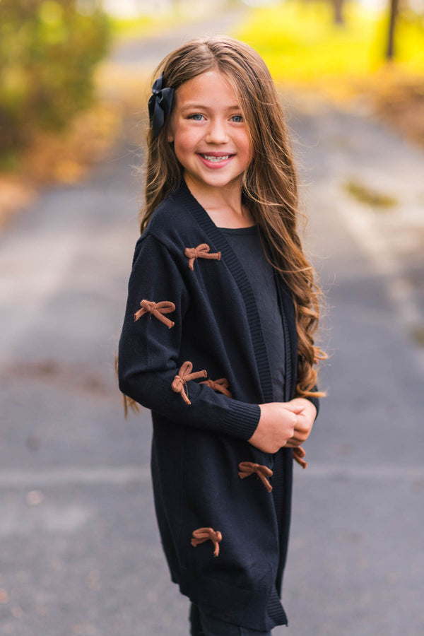 Black & Brown Bow Cardigan