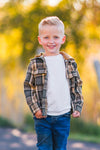 Family Blue Dress & Brown Flannel Hoodie