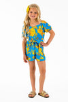 Blue & Marigold Romper | Sparkle in Pink