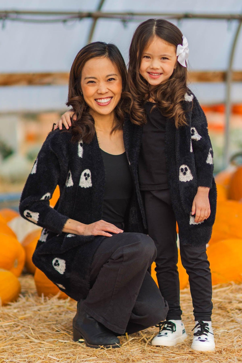 Mom & Me - Cozy Black Ghost Cardigan