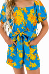 Blue & Marigold Romper - Sparkle in Pink