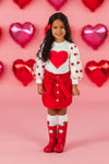 Hearts & Pearls Red Skirt Set or Onesie