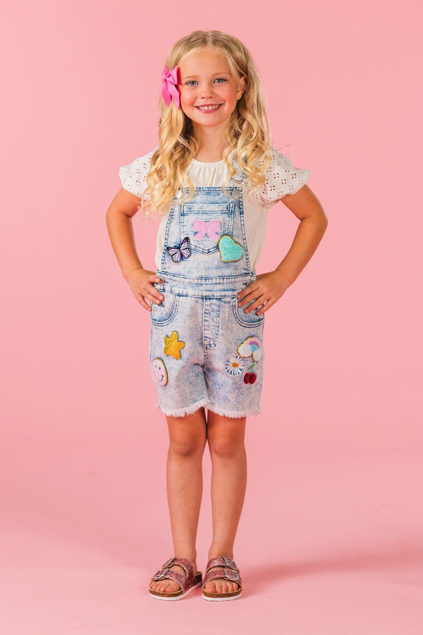 Summer Patches Denim Overalls | Sparkle in Pink