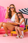 Mom & Me - Pink & White One Piece Swimsuit | Sparkle in Pink