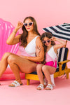 Mom & Me - Pink & White One Piece Swimsuit | Sparkle in Pink