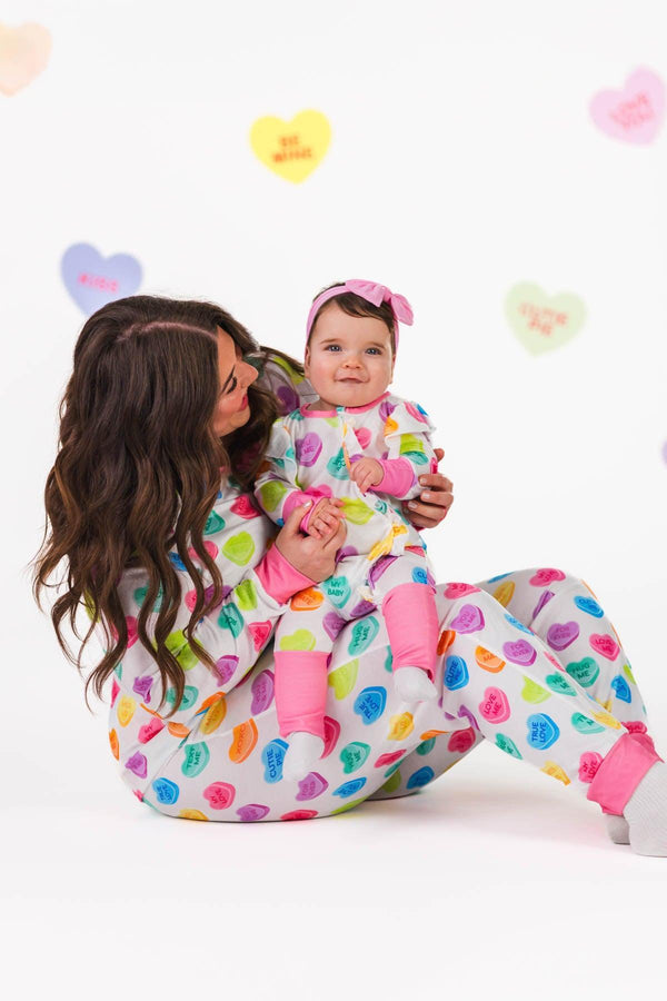 Mom & Me - White Candy Heart Pajamas