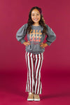 "Fall Vibes" Burgundy Striped Bell Bottom Set | Sparkle in Pink