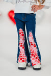 "Loved All Day Every Day" Denim Flare Set | Sparkle in Pink