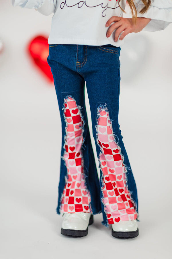 "Loved All Day Every Day" Denim Flare Set | Sparkle in Pink