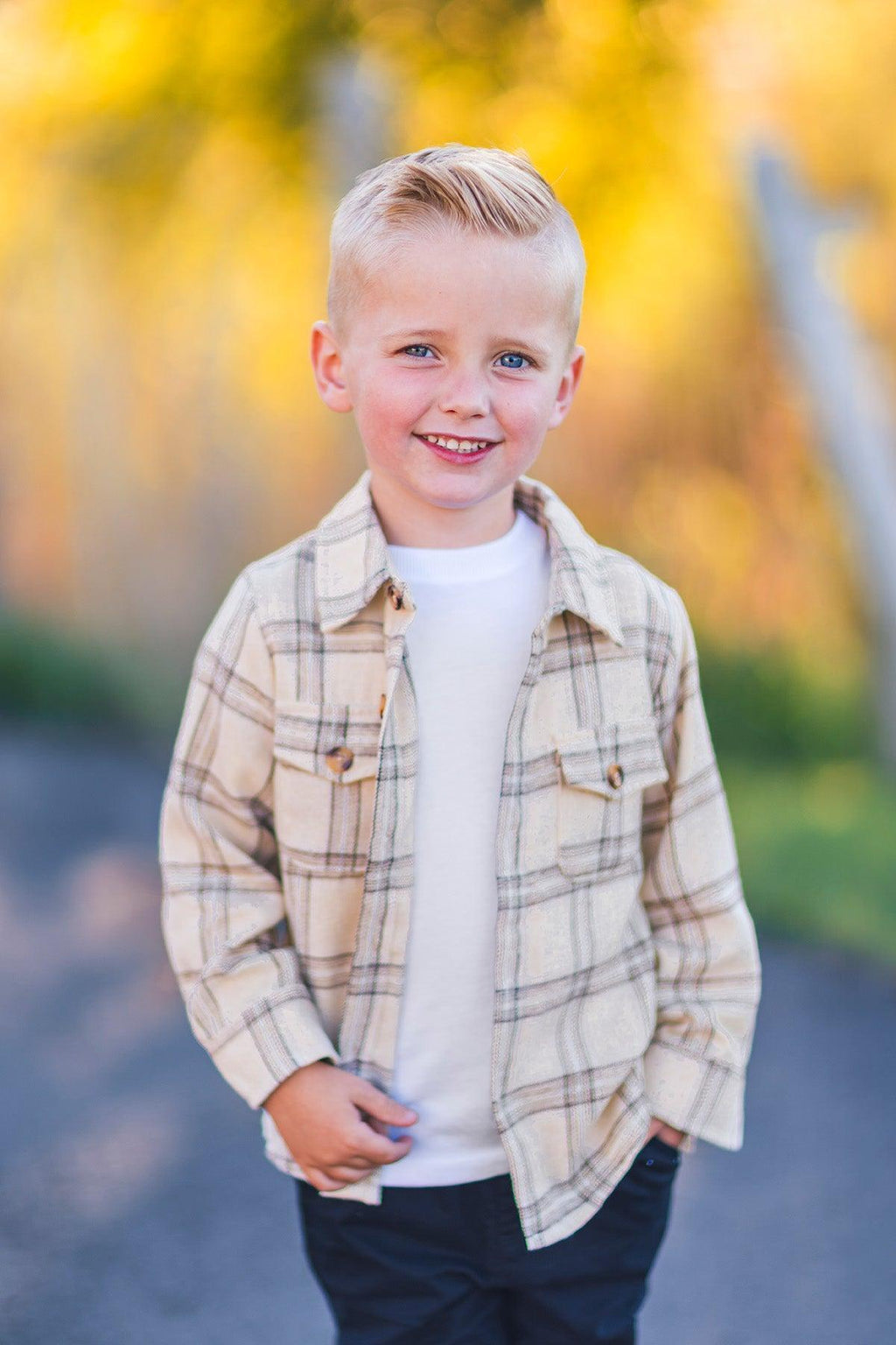 Family Burgundy Flannel & Khaki Button Down Top