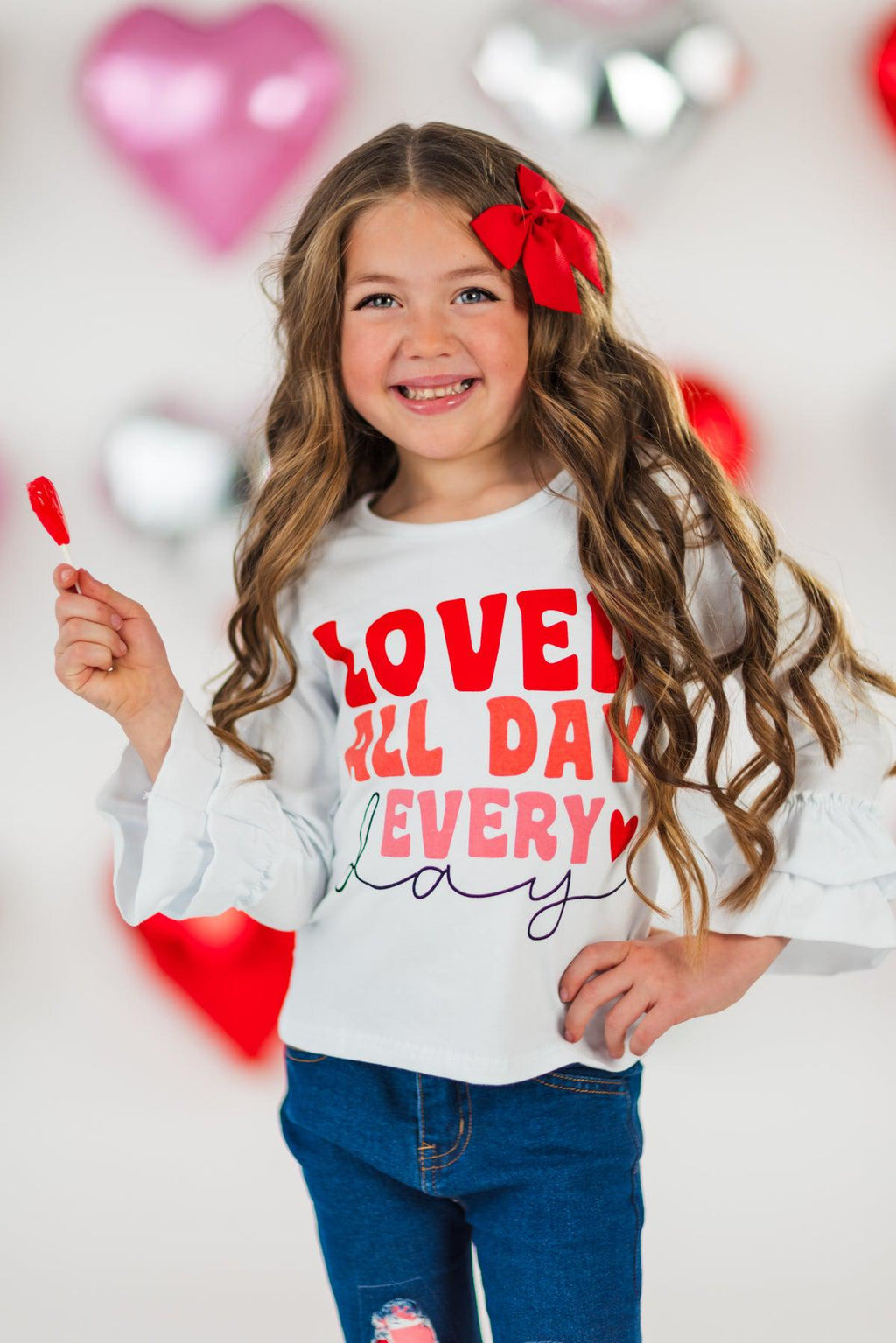 "Loved All Day Every Day" Denim Flare Set | Sparkle in Pink