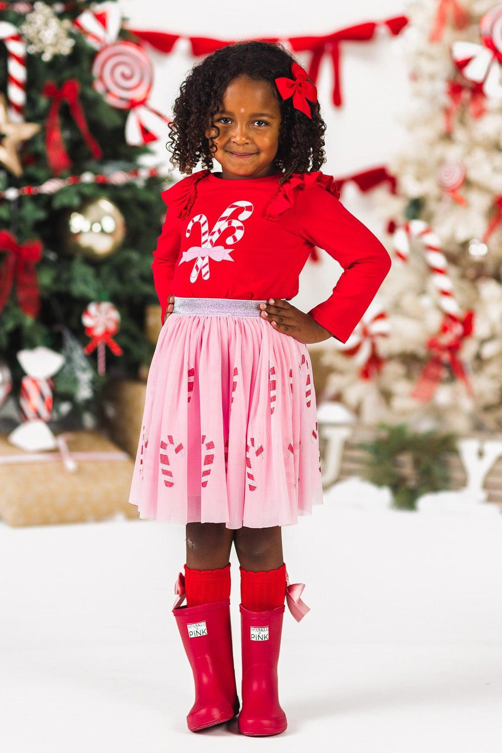 Red & Pink Candy Cane Tutu Skirt Set