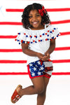 White Pom Pom Sequin Flag Short Set | Sparkle in Pink