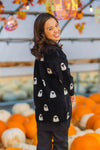 Mom & Me - Cozy Black Ghost Cardigan