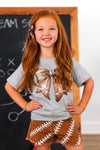Bow Football Denim Short Set | Sparkle in Pink