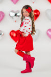 Hearts & Pearls Red Skirt Set or Onesie | Sparkle in Pink