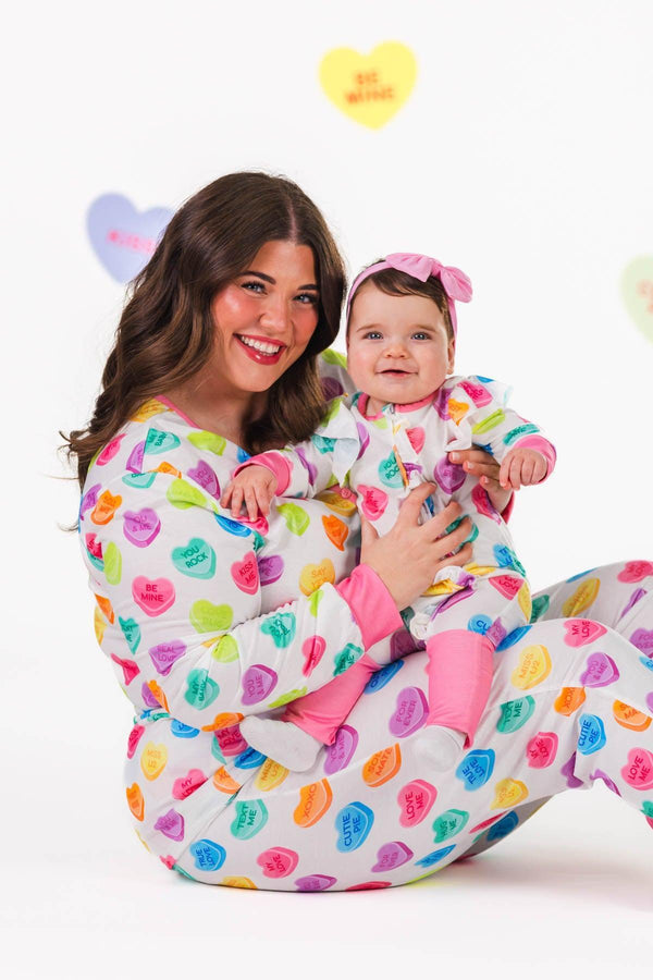 Mom & Me - White Candy Heart Pajamas